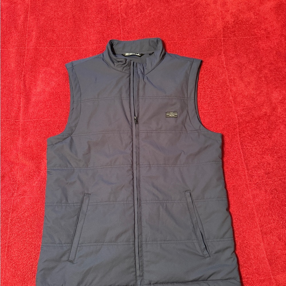 Travis Mathew Blue Quilted Vest with High Collar